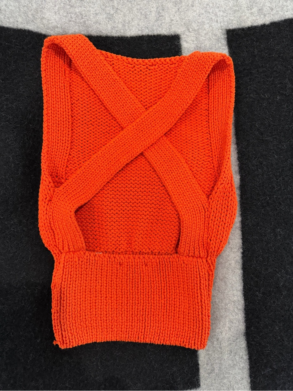 Zara Bright Orange Knit top Tank with Cross-Back